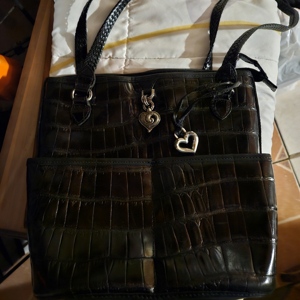 Brighton Dark Brown Crocodile Pattern Shoulder Bag